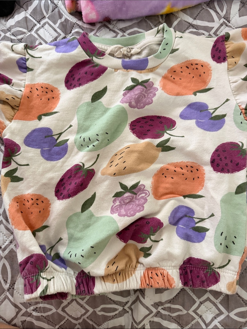 Jessica Simpson Cream Sweatshirt with Pastel Fruit Print
